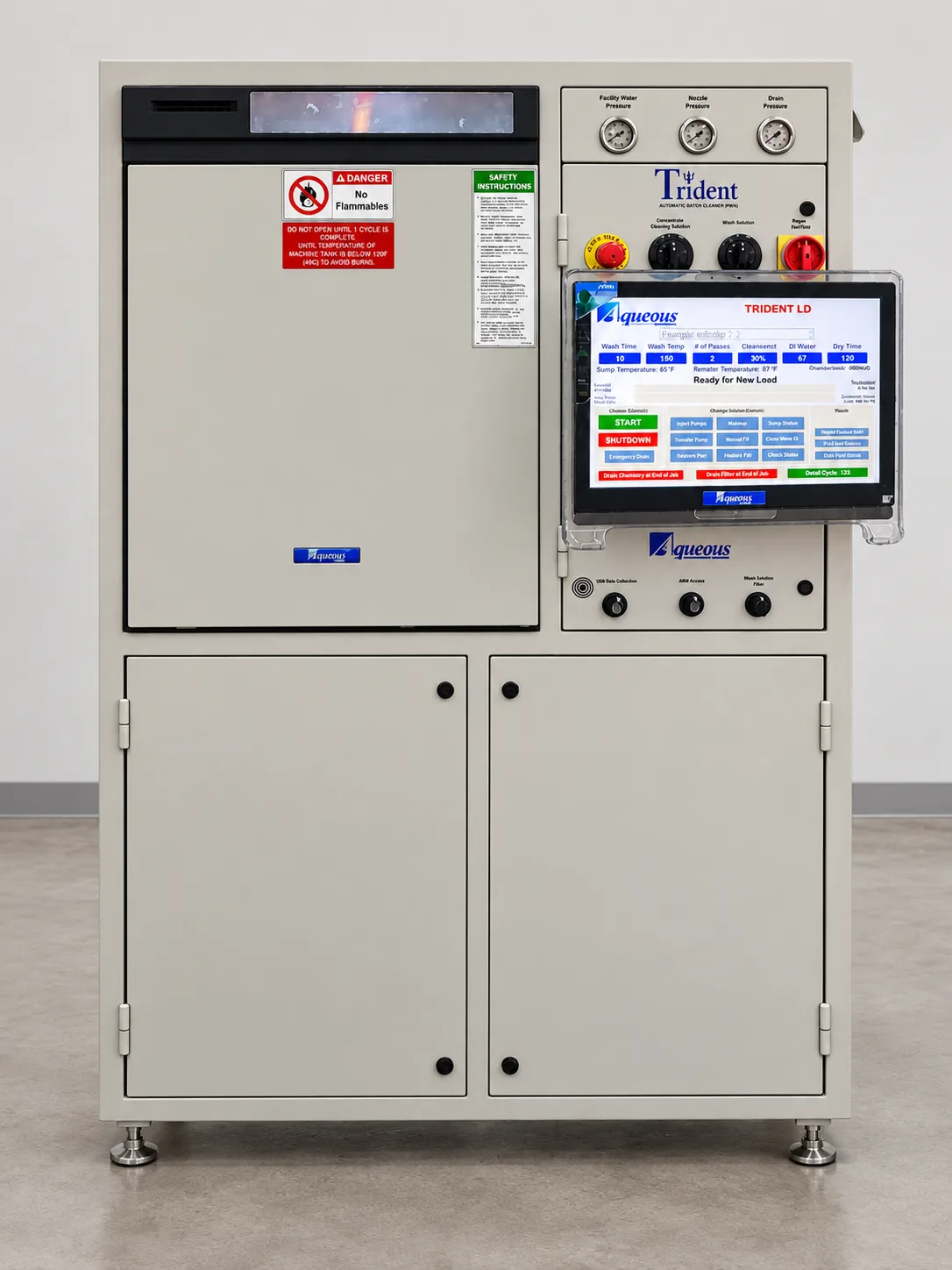Aqueous Technologies Trident LD automatic batch cleaner with touch screen control